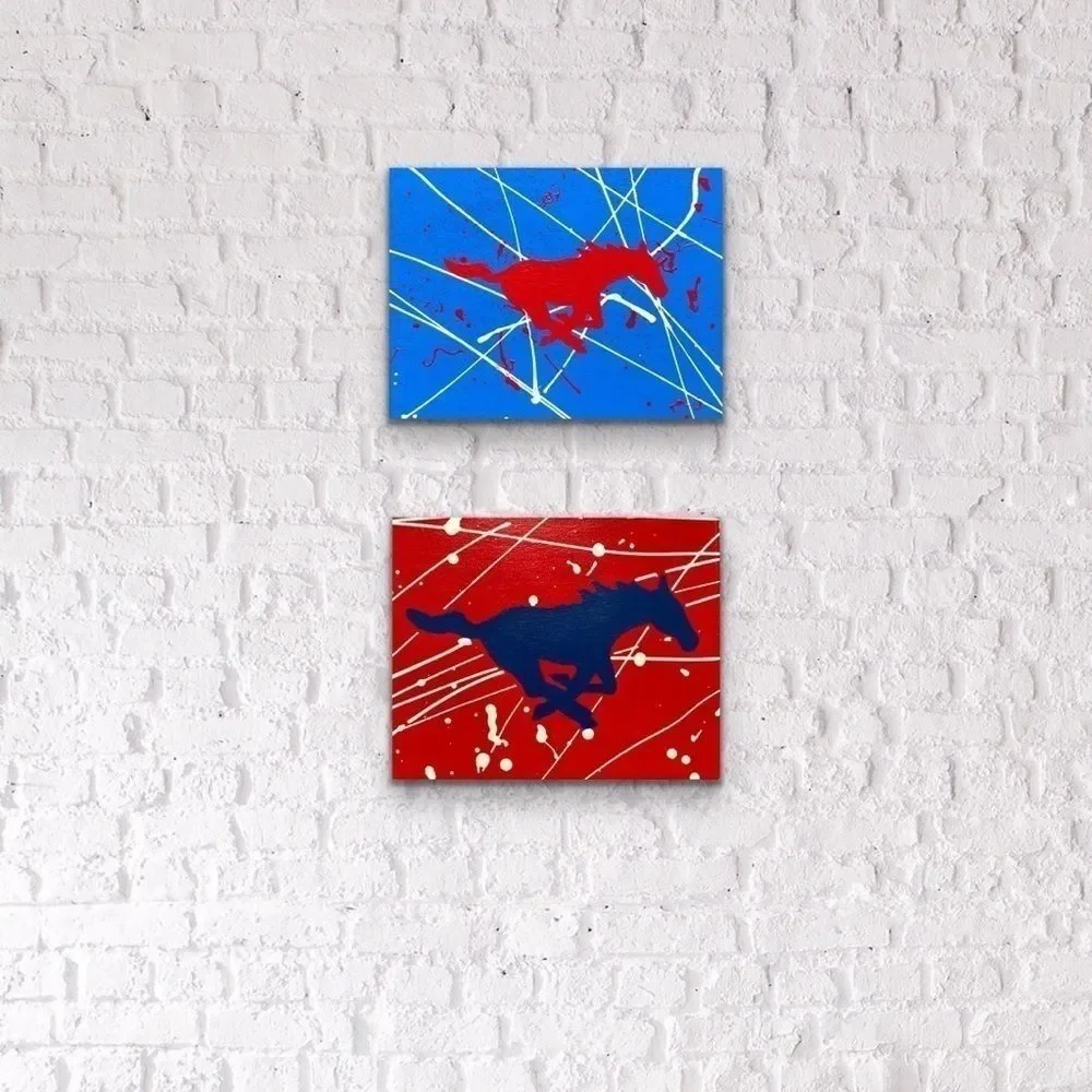 Hand painted SMU Mustang painting 8 x 10